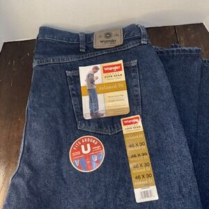 Mens Wrangler Five Star Relaxed Fit Seat Thigh Straight Leg Jean Sz 46x30